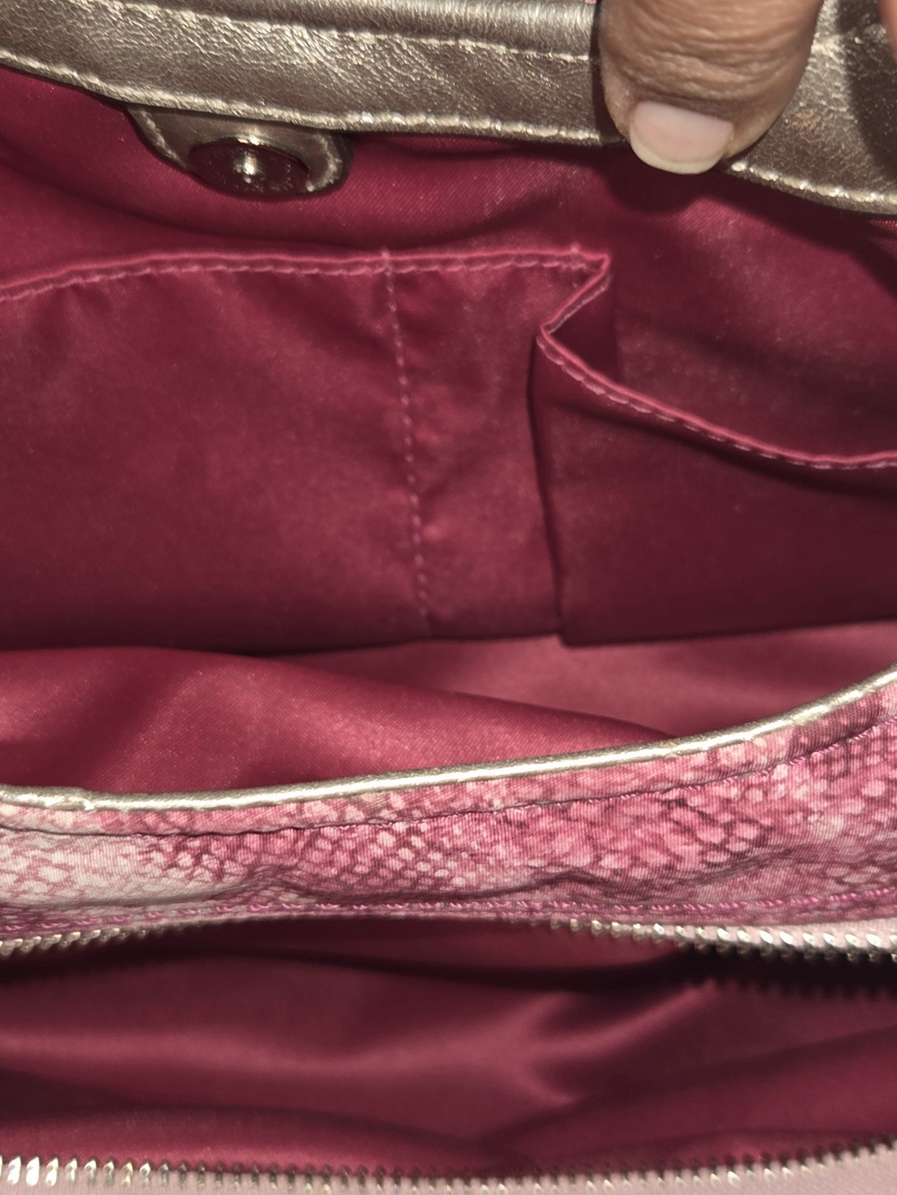 Rare 2012 Coach Madison Maggie Pink Floral Snake Embossed Hobo Bag 19642 - Picture 7 of 11